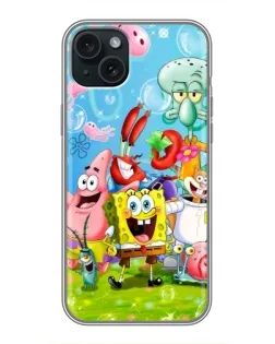 Чехол для iPhone 15 Plus с картинкой «Губка Боб и друзья»