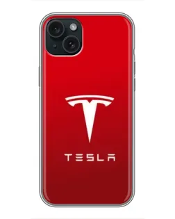 Чехол для iPhone 15 Plus с картинкой «Tesla Red Classic»