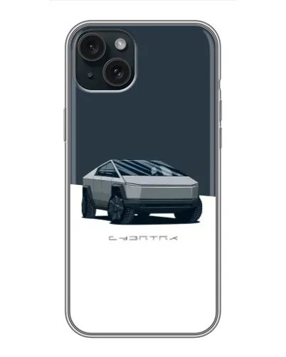 Чехол для iPhone 15 Plus с картинкой «Серебристый Cybertruck Tesla» Чехол для iPhone 15 Plus с картинкой «Серебристый Cybertruck Tesla»