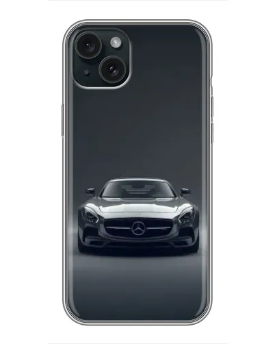 Чехол для iPhone 15 Plus с картинкой «Mercedes на черном» Чехол для iPhone 15 Plus с картинкой «Mercedes на черном»