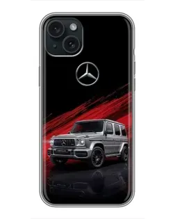 Чехол для iPhone 15 Plus с картинкой «Mercedes G-Class красный»