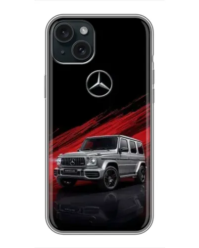 Чехол для iPhone 15 Plus с картинкой «Mercedes G-Class красный» Чехол для iPhone 15 Plus с картинкой «Mercedes G-Class красный»