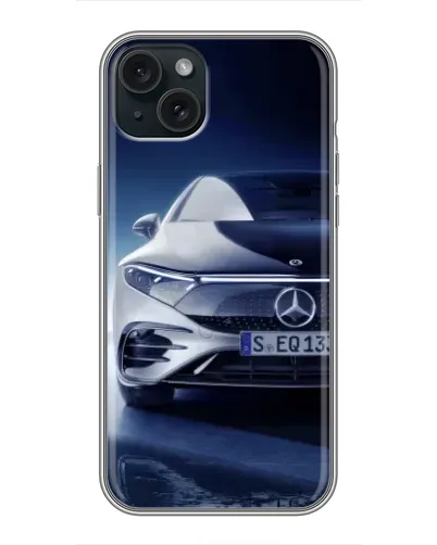 Чехол для iPhone 15 Plus с картинкой «Mercedes EQ — будущее» Чехол для iPhone 15 Plus с картинкой «Mercedes EQ — будущее»