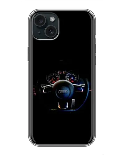 Чехол для iPhone 15 Plus с картинкой «Салон Audi — руль» Чехол для iPhone 15 Plus с картинкой «Салон Audi — руль»