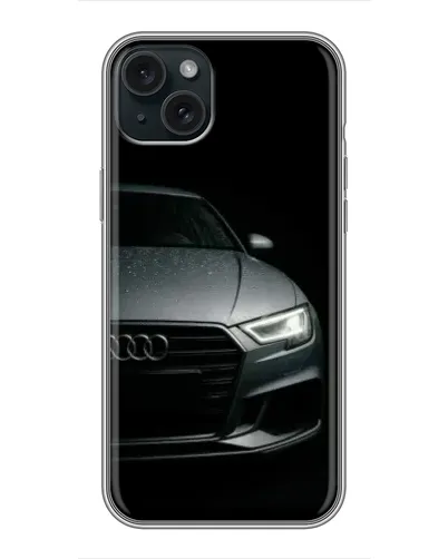 Чехол для iPhone 15 Plus с картинкой «Audi — детализация кузова» Чехол для iPhone 15 Plus с картинкой «Audi — детализация кузова»