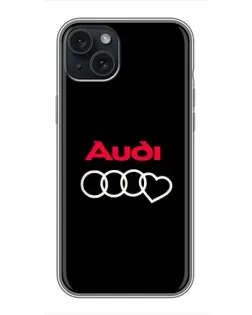 Чехол для iPhone 15 Plus с картинкой «Логотип Audi Heart»