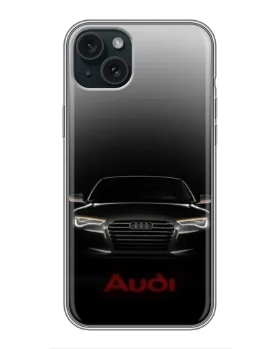 Чехол для iPhone 15 Plus с картинкой «Audi — градиентный контур» Чехол для iPhone 15 Plus с картинкой «Audi — градиентный контур»