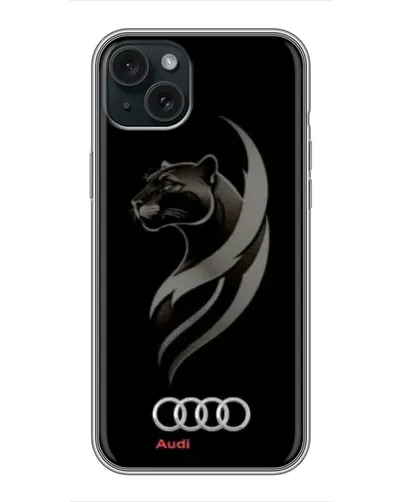 Чехол для iPhone 15 Plus с картинкой «Графика — пантера и Audi» Чехол для iPhone 15 Plus с картинкой «Графика — пантера и Audi»