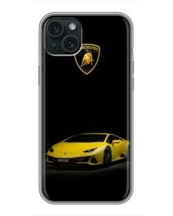 Чехол для iPhone 15 Plus с картинкой «Lamborghini желтый акцент» Чехол для iPhone 15 Plus с картинкой «Lamborghini желтый акцент»