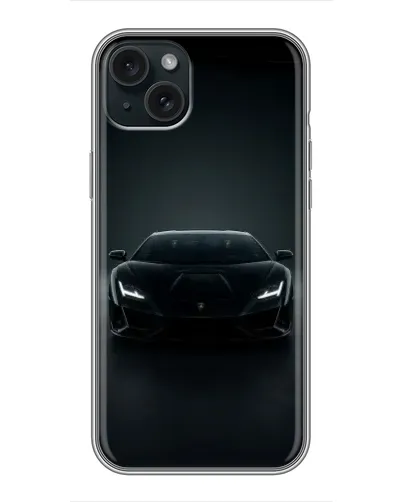Чехол для iPhone 15 Plus с картинкой «Черный Lamborghini Aventador»