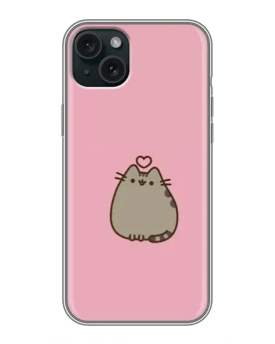 Чехол для iPhone 15 Plus с картинкой «Pusheen сердце»