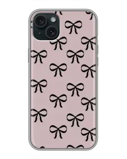 Чехол для iPhone 15 Plus с картинкой «Черные бантики»