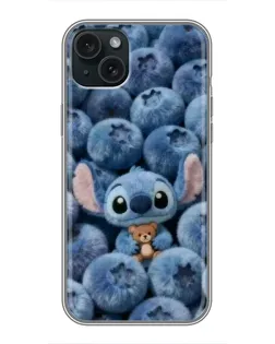 Чехол для iPhone 15 Plus с картинкой «Стич и голубика» Чехол для iPhone 15 Plus с картинкой «Стич и голубика»