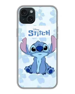 Чехол для iPhone 15 Plus с картинкой «Stitch среди цветов» Чехол для iPhone 15 Plus с картинкой «Stitch среди цветов»