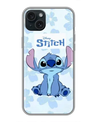Чехол для iPhone 15 Plus с картинкой «Stitch среди цветов» Чехол для iPhone 15 Plus с картинкой «Stitch среди цветов»