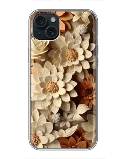 Чехол для iPhone 15 Plus с картинкой «Бежевый флористический декор»