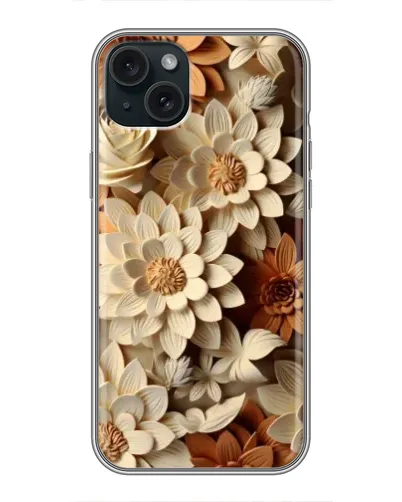 Чехол для iPhone 15 Plus с картинкой «Бежевый флористический декор»