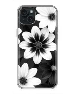 Чехол для iPhone 15 Plus с картинкой «Монохромные астры»