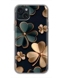 Чехол для iPhone 15 Plus с картинкой «Клевер в золоте»