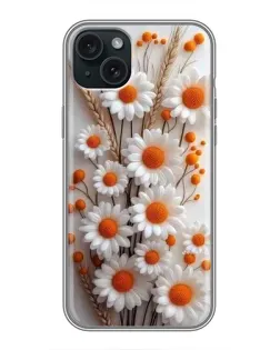 Чехол для iPhone 15 Plus с картинкой «Белые сухоцветы»