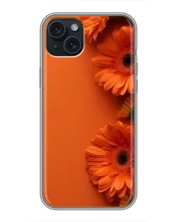 Чехол для iPhone 15 Plus с картинкой «Оранжевые герберы»