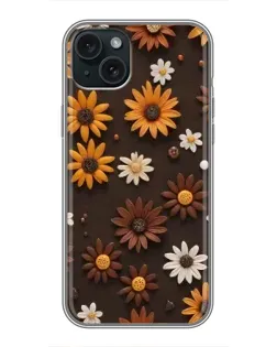 Чехол для iPhone 15 Plus с картинкой «Узор из маленьких подсолнухов»