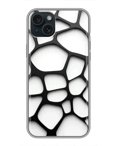 Чехол для iPhone 15 Plus с картинкой «Белая объемная сетка»