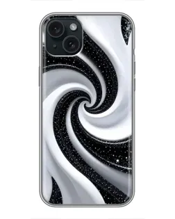 Чехол для iPhone 15 Plus с картинкой «Черно-белая спираль»