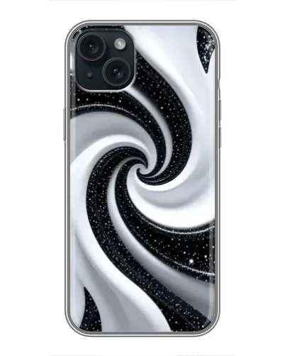 Чехол для iPhone 15 Plus с картинкой «Черно-белая спираль»