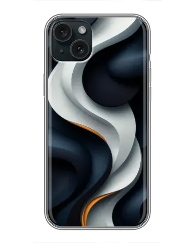 Чехол для iPhone 15 Plus с картинкой «Объемные черно-белые ленты»