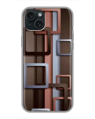 Чехол для iPhone 15 Plus с картинкой «Коричневые объемные квадраты»
