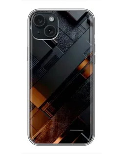 Чехол для iPhone 15 Plus с картинкой «Черные геометрические блоки»