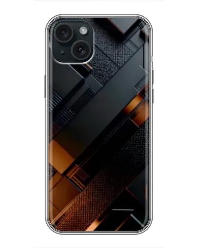 Чехол для iPhone 15 Plus с картинкой «Черные геометрические блоки»