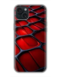 Чехол для iPhone 15 Plus с картинкой «Красная глянцевая сетка»