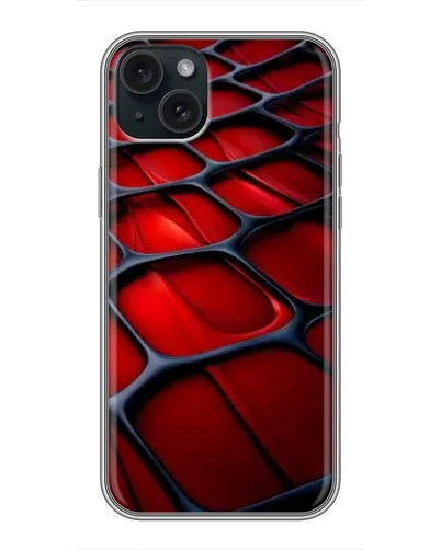 Чехол для iPhone 15 Plus с картинкой «Красная глянцевая сетка»
