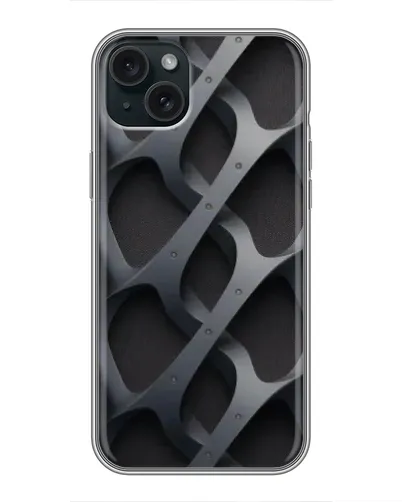 Чехол для iPhone 15 Plus с картинкой «Объемное серое плетение»