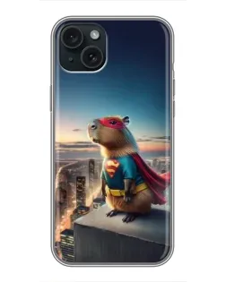 Чехол для iPhone 15 Plus с картинкой «Капи-мен супергерой»
