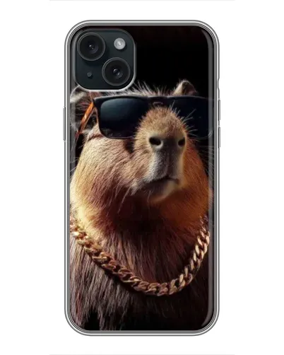 Чехол для iPhone 15 Plus с картинкой «Капибара золотая цепь» Чехол для iPhone 15 Plus с картинкой «Капибара золотая цепь»