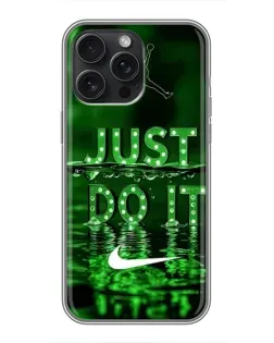 Чехол для iPhone 15 Pro Max с картинкой «Зеленый неоновый Nike»