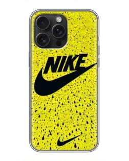 Чехол для iPhone 15 Pro Max с картинкой «Желтый текстурный Nike»