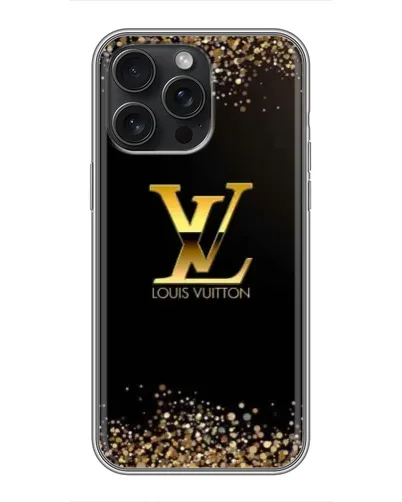 Чехол для iPhone 15 Pro Max с картинкой «LV — золотые искры»