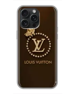 Чехол для iPhone 15 Pro Max с картинкой «LV — золотая печать»