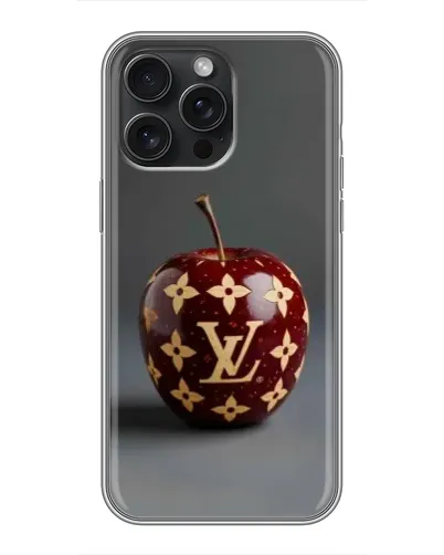 Чехол для iPhone 15 Pro Max с картинкой «Красное яблоко LV»