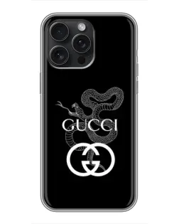 Чехол для iPhone 15 Pro Max с картинкой «Gucci — серебряная змея»