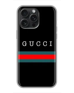 Чехол для iPhone 15 Pro Max с картинкой «Gucci — красный пояс»