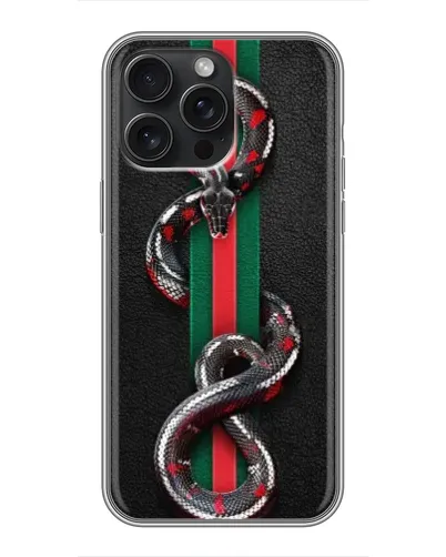 Чохол для iPhone 15 Pro Max з картинкою «Gucci — змія на смузі» Чохол для iPhone 15 Pro Max з картинкою «Gucci — змія на смузі»