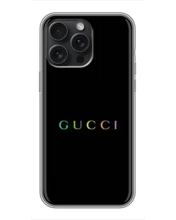 Чехол для iPhone 15 Pro Max с картинкой «Gucci — неоновый минимализм»