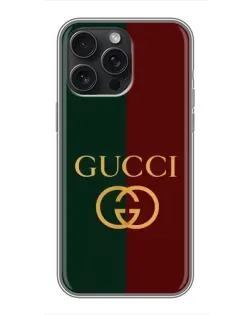 Чехол для iPhone 15 Pro Max с картинкой «Gucci — темно-зеленый градиент»