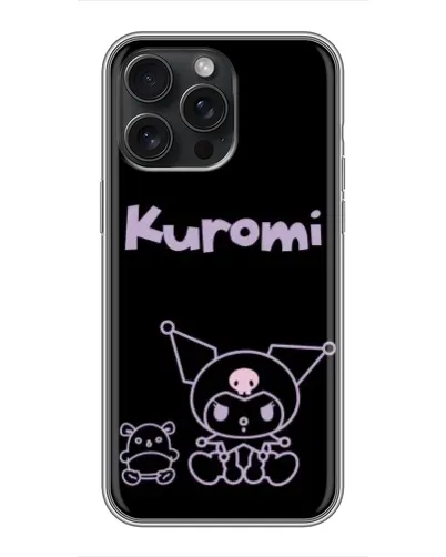 Чехол для iPhone 15 Pro Max с картинкой «Kuromi — черный минимализм»