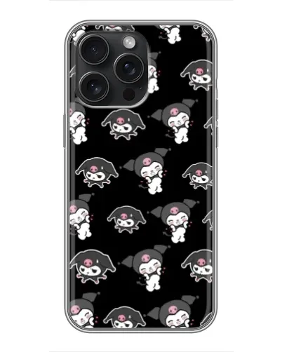 Чехол для iPhone 15 Pro Max с картинкой «Черный паттерн Kuromi»